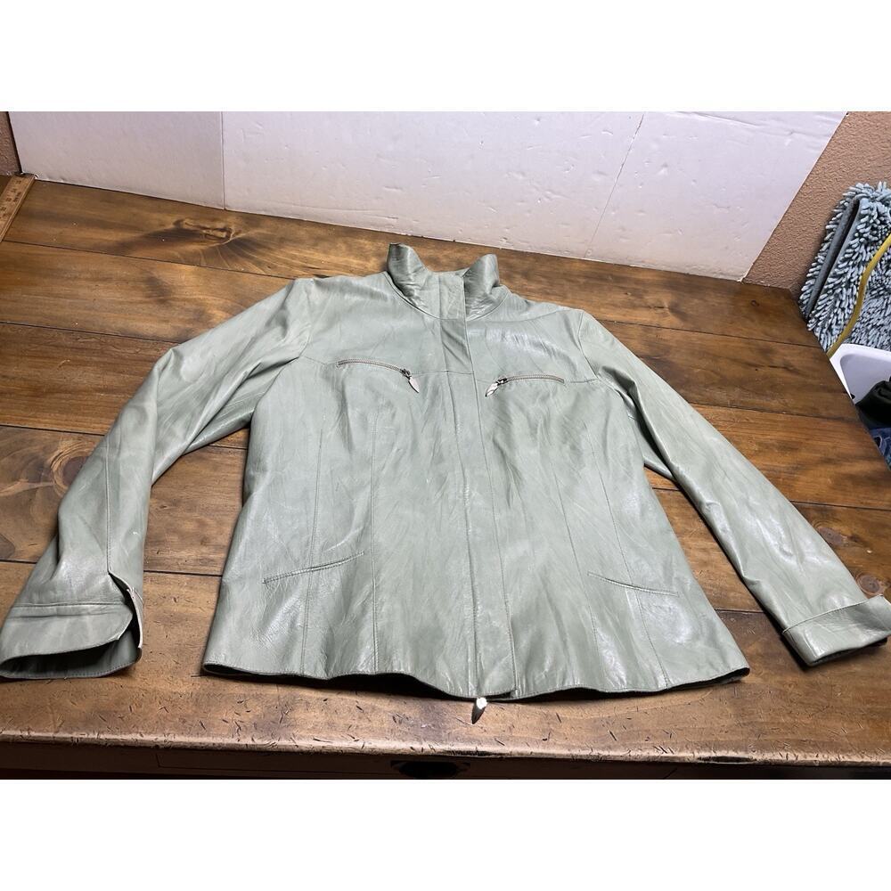 PIEROTUCCI Women’s Green leather Jacket Made In Italy